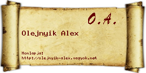 Olejnyik Alex névjegykártya